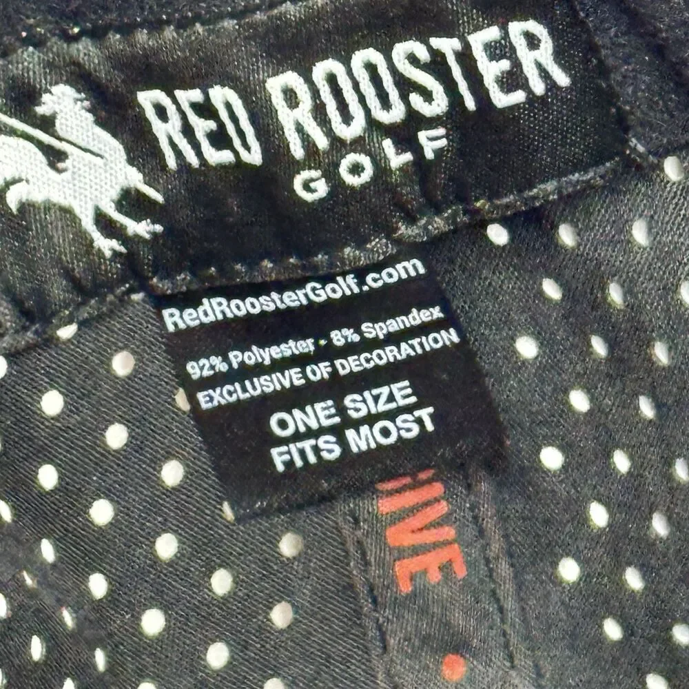 Red Rooster Golf Hat Black W/Red Bill Rooster Logo Perforated SnapBack